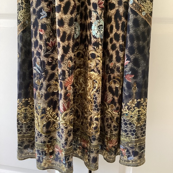 CAMILLA Long Dress With Smocked Waist Bell Sleeves *Abingdon Palace* 100% Silk - Picture 14 of 16